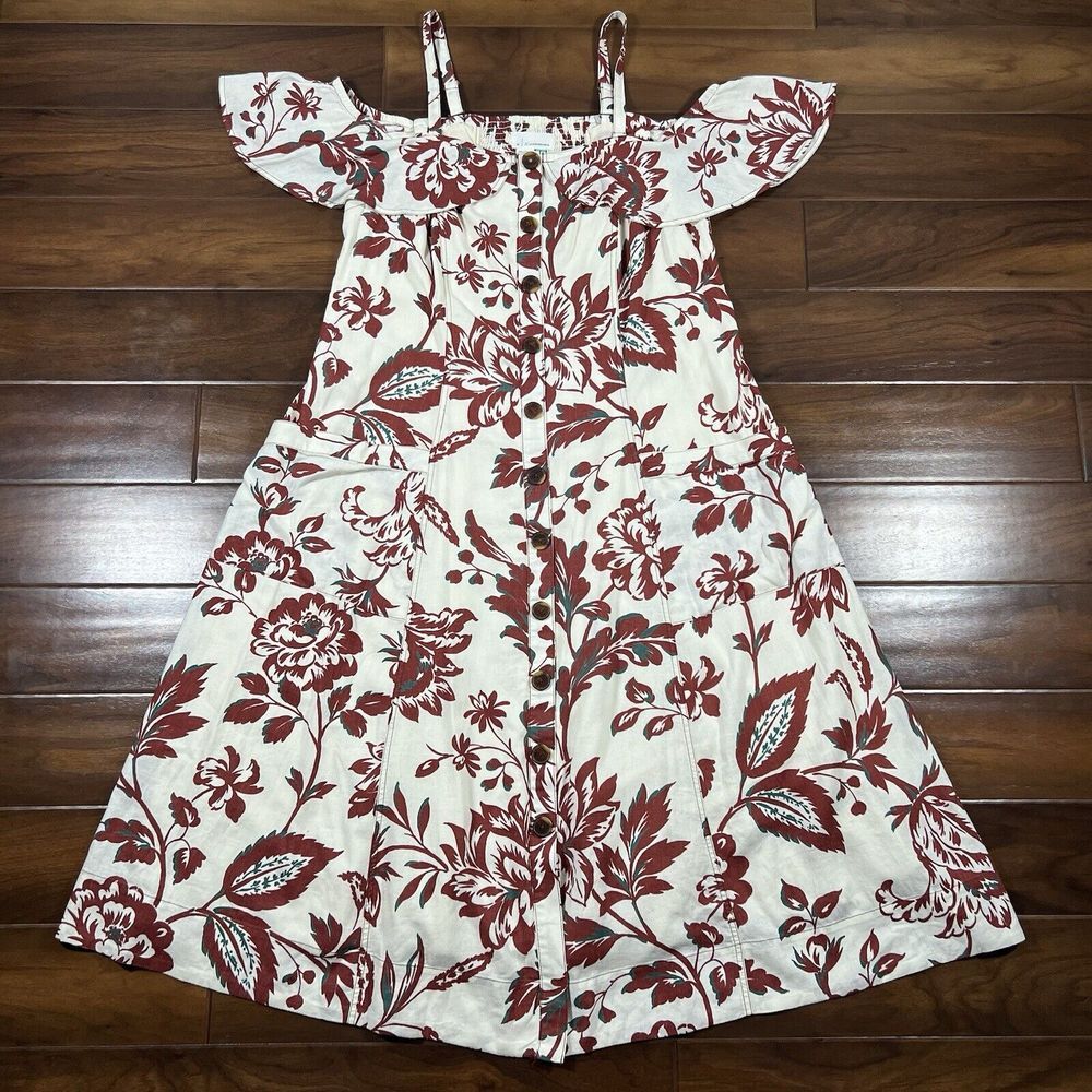 Anthropologie Women's Size 16 Floral Off the‎ Shoulder Pocket Oahu Midi Dress